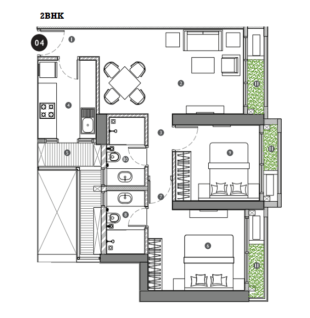 Neelkanth Woods Thane 2BHK Plan