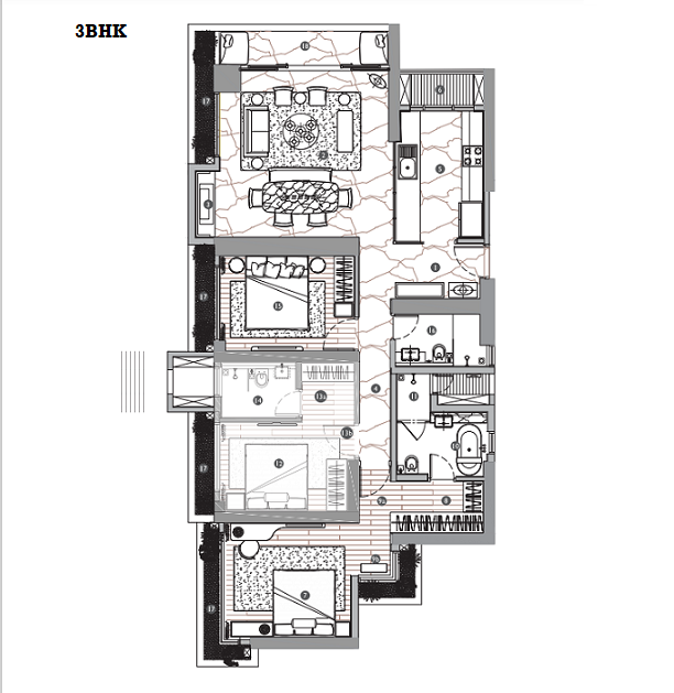 Neelkanth Woods Thane 3BHK Plan
